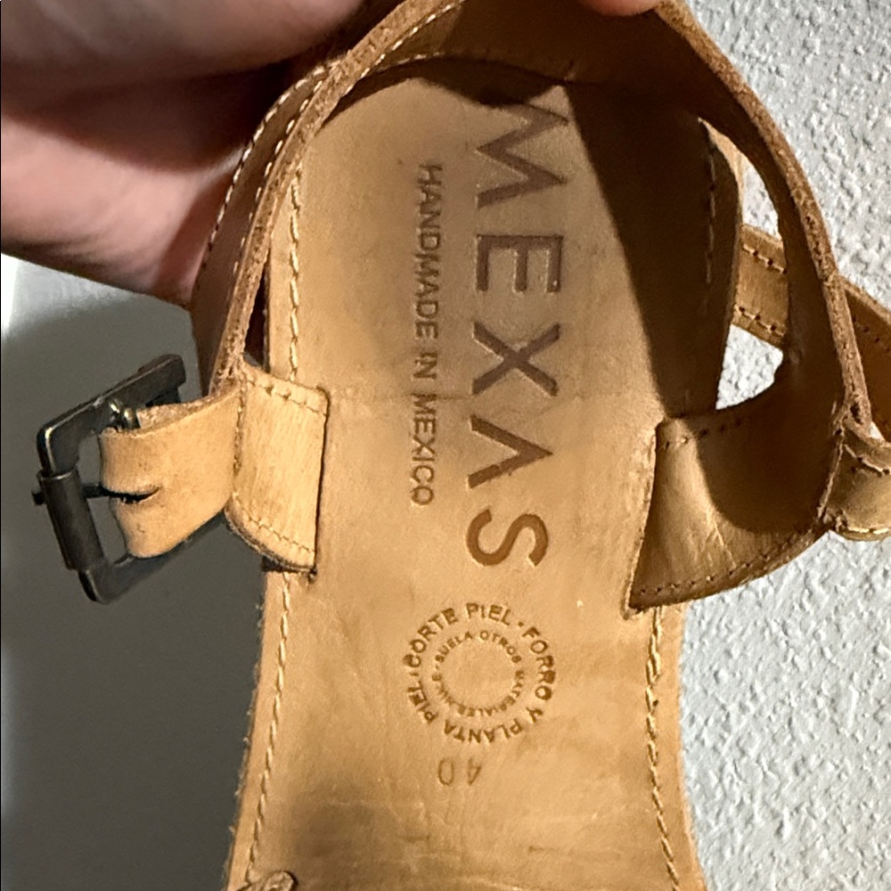Woven Leather Mary Jane Sandals in Tan - Picture 3 of 5